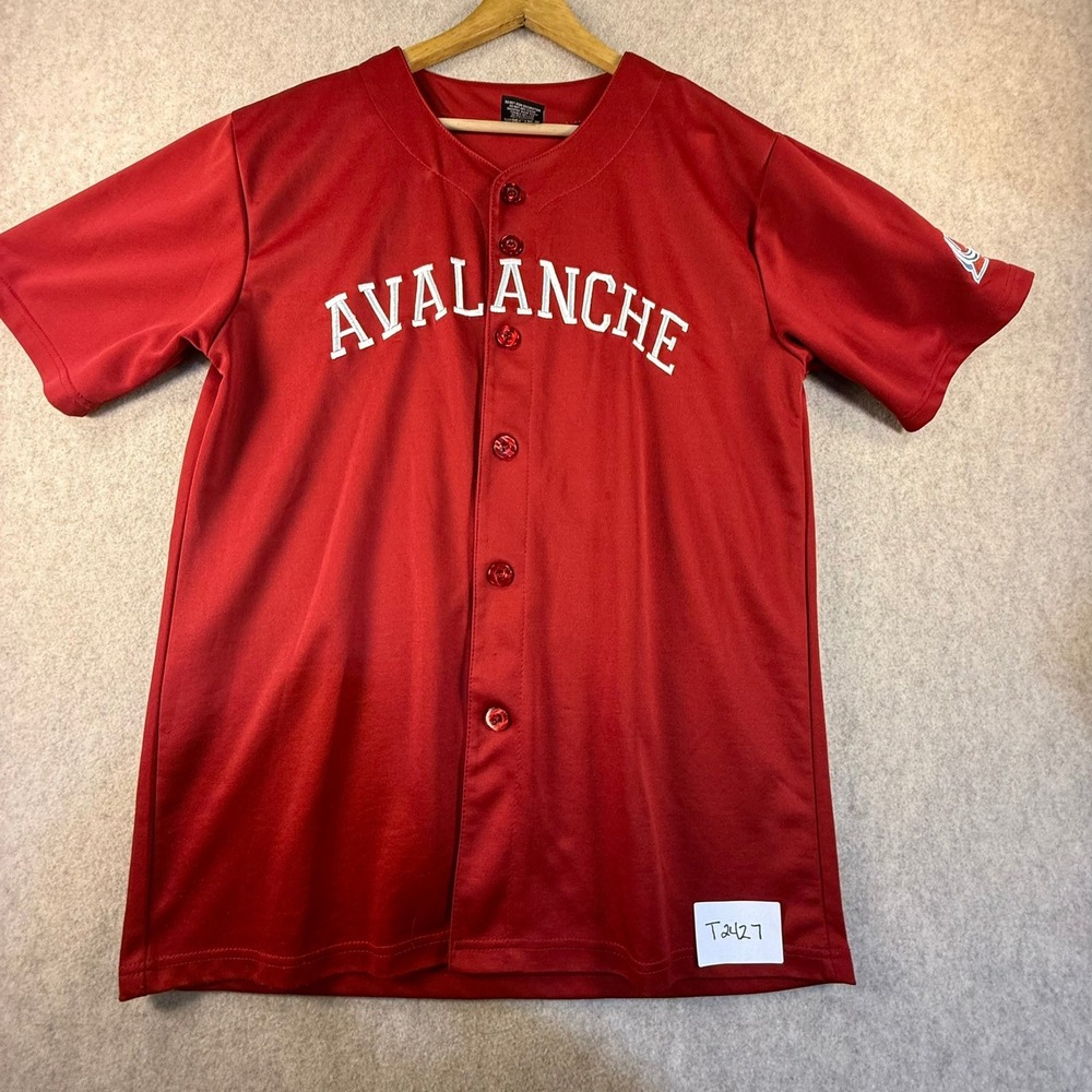 Something Inked Colorado Avalanche Baseball Jersey Red Mens Large NHL Fan Gear